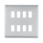 BG Nexus GNBS8 Grid Brushed Steel 8 Gang Front Plate by British General (BG-GNBS8-2)