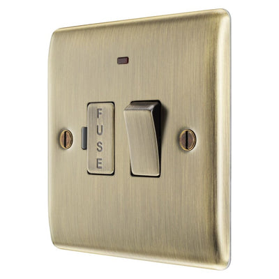 BG Nexus Antique Brass 13A Neon Switched Fused Spur Unit with Surface Pattress Back Box