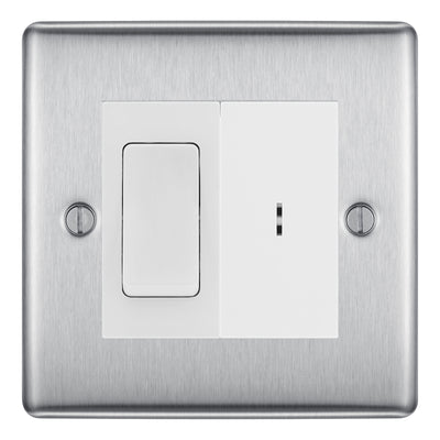 BG Nexus Brushed Steel 20A Secret Key Switch with 20A Double Pole Switch - White Insert