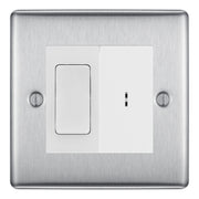 BG Nexus Brushed Steel 20A Secret Key Switch with 20A Double Pole Switch - White Insert