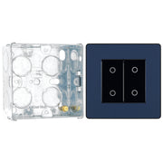 BG Evolve Matt Blue Double Secondary Touch Dimmer Switch PCDDBTDS2B with 35mm Steel Back Box