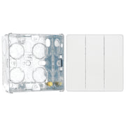 BG Evolve Pearlescent White 3 Gang 2-Way Edge to Edge Rocker Switch PCDCL43EW with 35mm Steel Back Box
