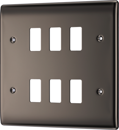 BG Electrical RNBN6 Nexus Grid Black Nickel Front Plate 6 Module