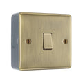 Antique Brass 1 Gang Single Light Switch & Surface Pattress Back Box