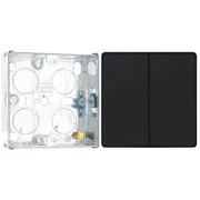 BG Evolve Matt Black 2 Way Double Edge to Edge Rocker Switch PCDMB42EB with 25mm Steel Back Box