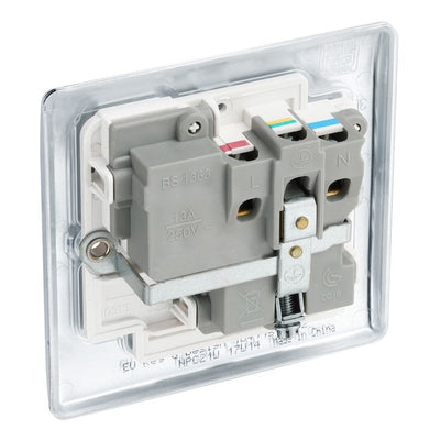 BG Nexus Metal Polished Chrome 13A Single Switched Socket NPC21W with 35mm Steel Back Box