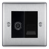 BG Nexus Brushed Steel TV Aerial & Master Telephone Socket - Black Insert by British General