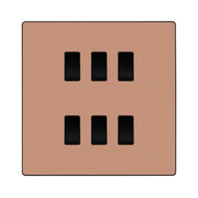 BG Evolve Polished Copper 5 Gang Custom Grid Light Switch with Back Box Included by British General (BG-Evolve-PC-5G-CUSTOM-LIGHT-SWITCH)