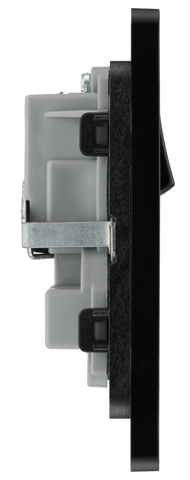  PCDMG22B Side - This Evolve Matt Grey 13A double switched socket from British General has been designed with angled in line colour coded terminals and backed out captive screws for ease of installation, and fits a 25mm back box making it an ideal retro-fit replacement for existing sockets.