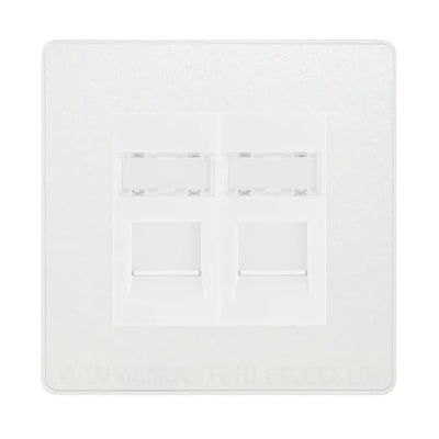 BG Evolve Pearlescent White 2 Gang RJ45 Data Socket PCDCLRJ452W White Inserts