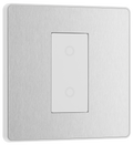 BG PCDBSTDS1W Brushed Steel Evolve 1 Gang 200W Trailing Edge Secondary Touch Dimmer - White Insert
