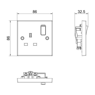 BG 921 Moulded Square Edge | White | 1 Gang 13A 1 Pole Switched Socket by British General (BG-921)