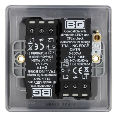 BG Nexus Antique Brass 200W 2 Way Trailing Edge Double Dimmer Switch with Surface Pattress Back Box