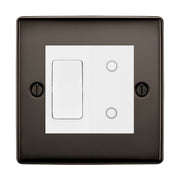 BG Black Nickel 2 Gang Custom Switch 1x 2 Way Switch 1x Master Touch Dimmer White Inserts by British General (BG-Nexus-BN-2G-1x 2-Way Switch-1x MTD-WI)