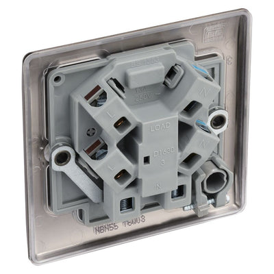 BG Nexus Black Nickel 13A Unswitched Spur + Cable Outlet NBN55 with 35mm Steel Back Box
