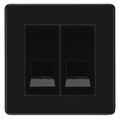 BG Screwless Matt Black Double Master Telephone Socket – Black Insert