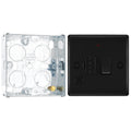 BG Nexus Metal Matt Black 13A Switched Spur + Neon + Cable Outlet NFB53 with 25mm Steel Back Box