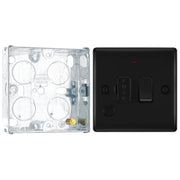 BG Nexus Metal Matt Black 13A Switched Spur + Neon + Cable Outlet NFB53 with 25mm Steel Back Box by British General (BG-NFB53+HGS02)