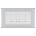 BG Screwless Polished Chrome 4 Gang RJ45 Cat6 Data Socket White Inserts