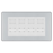 BG Screwless Polished Chrome 4 Gang RJ45 Cat6 Data Socket White Inserts by British General (BG-FPCRJ454C5EW)