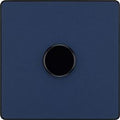 BG PCDDB81B Matt Blue Evolve 1 Gang 200W Intelligent Trailing Edge Dimmer Switch - Black Insert