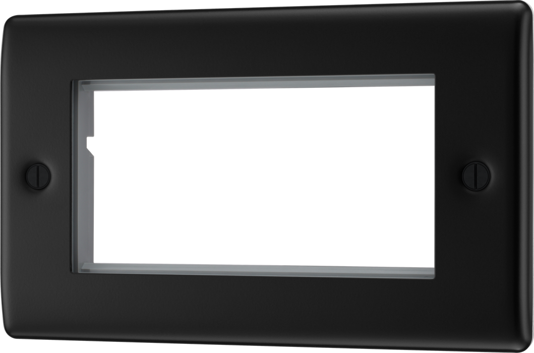 BG NFBEMR4 Nexus Metal Matt Black 100x50 Aperture Quadruple Rectangular Euro Module Front Plate