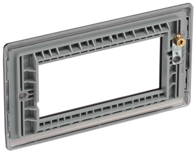 BG Electrical NBNEMR4 Euro Module Nexus Metal 4 Module Rectangular Front Plate Black Nickel