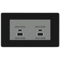 BG Screwless Matt Black 4G Faceplate with 45W USB A+C Charger Modules – Grey Insert
