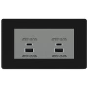 BG Screwless Matt Black 4G Faceplate with 45W USB A+C Charger Modules – Grey Insert by British General (BG-FFBEMR4+EMUSBAC45G)