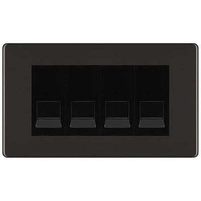 BG Screwless Black Nickel 4 Gang IDC Secondary Telephone Socket - Black Insert by British General (BG-FBNBTS4B)