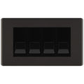BG Screwless Black Nickel 4 Gang IDC Secondary Telephone Socket - Black Insert