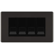 BG Screwless Black Nickel 4 Gang IDC Secondary Telephone Socket - Black Insert by British General (BG-FBNBTS4B)