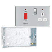 BG Screwless Polished Chrome 45A DP Cooker Neon Socket Switch FPC70W with 25mm Steel Back Box by British General (BG-FPC70W+HGS04)