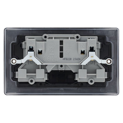 BG Nexus Matt Black 13A Double Switched Socket NFB22B with 25mm Steel Back Box