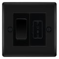 BG Nexus Metal Matt Black 20A Double Pole Switch & 13A Fused Spur Plate | Black Insert