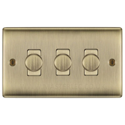 BG Nexus Metal Antique Brass Triple Dimmer Switch 2 Way LED NAB83 by British General (BG-NAB83)