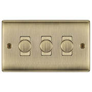 BG Nexus Metal Antique Brass Triple Dimmer Switch 2 Way LED NAB83 by British General (BG-NAB83)