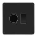 BG Screwless Flatplate Matt Black 2 Gang Grid Switch 1x Trailing Edge LED Dimmer 1x 2 Way