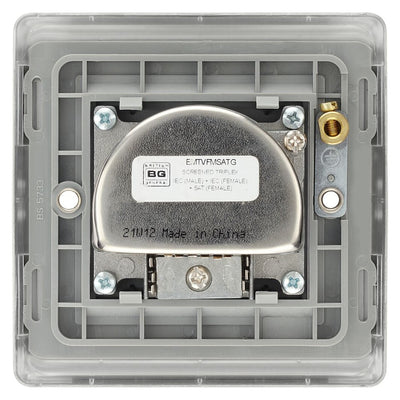 BG Nexus Brushed Steel Triplex TV/FM/Sat Socket NBS67 with 35mm Steel Back Box