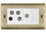 BG Nexus Metal Antique Brass Quadplex Combination TV Socket NAB69W by British General (BG-NAB69W)