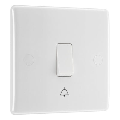 BG Nexus Single Bell Push Switch 1 Gang 10AX White & 32mm Pattress Back Box