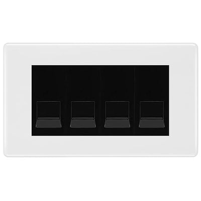 BG White Moulded 4 Gang IDC Secondary Telephone Socket - Black Insert by British General (BG-NWMBTS4B)
