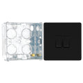 BG Screwless Matt Black 20A 16AX 2 Way Double Light Switch FFB42 with 35mm Steel Back Box