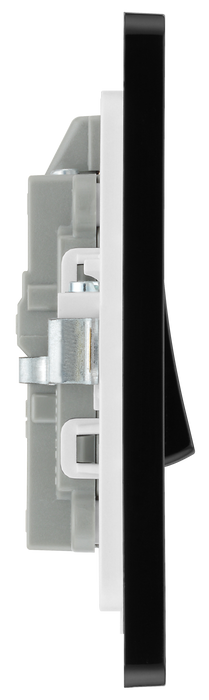 PCDBC31B Side - This Evolve Black Chrome 20A double pole switch with indicator from British General has been designed for the connection of refrigerators, water heaters, central heating boilers and many other fixed appliances.