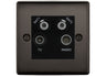 BG Nexus Black Nickel TV/FM/2x SAT Quadplex Socket – Black Insert by British General (BG-NBNTVFMSAT2B)