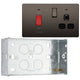 BG Screwless Black Nickel 45A Cooker Control Unit FBN70B with 35mm Steel Back Box