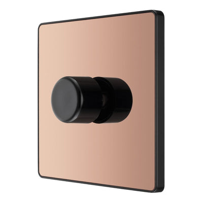 BG Evolve PCDCP81B Polished Copper 1 Gang 200W Intelligent Trailing Edge Dimmer Switch - Black Insert