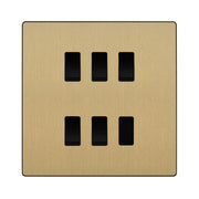 BG Evolve Satin Brass 5 Gang Intermediate Custom Grid Light Switch with Back Box Included by British General (BG-Evolve-SB-5G-CUSTOM-5x INT SWITCH)