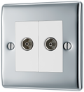 BG NPC63 Nexus Isolated Co-axial, 2 Gang Satellite Socket Polished Chrome