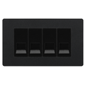BG Evolve Matt Black 4 Gang Master Telephone Socket, Screw Terminal - Black Insert